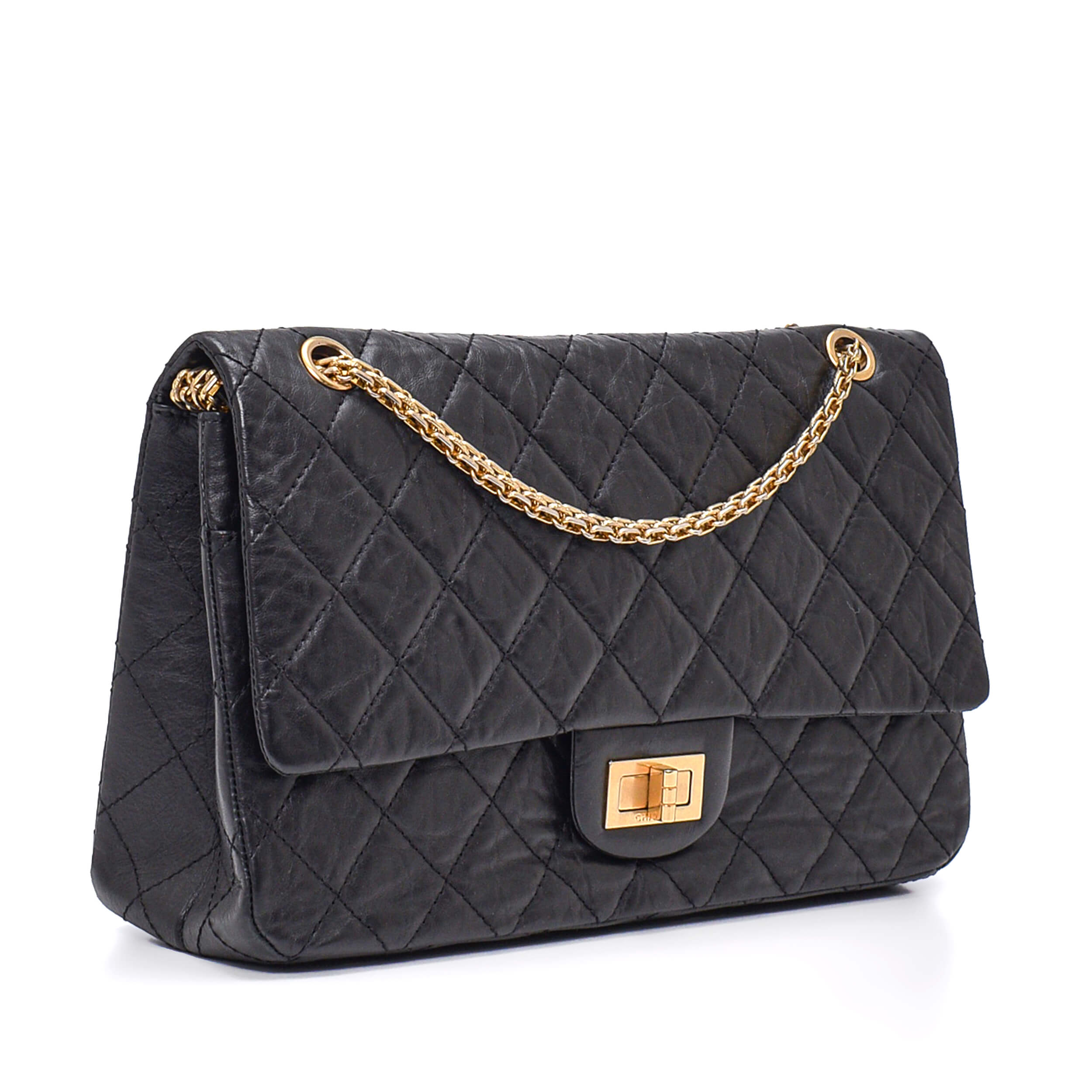 Chanel - Black Quilted Distressed Leather Reissue Dou Bag 